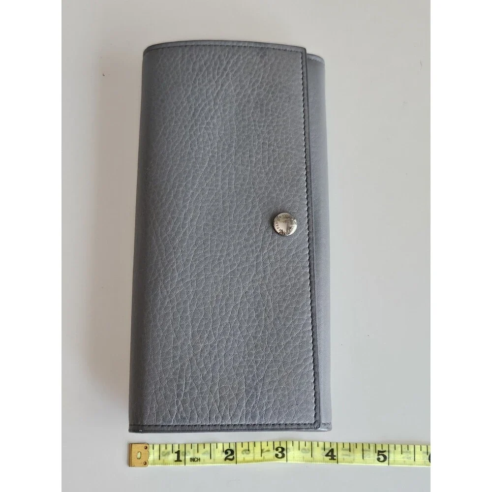 Tiffany & Co Wallet Womens 8x4 Gray Leather Continental Zip Flap Italy